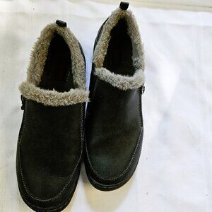 jsport Black Faux Fur Lined Unisex Activewear Casual Slip-on Shoes Size10M